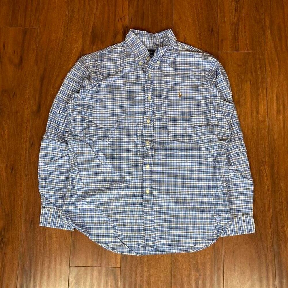 Ralph Lauren Blue and White Plaid Button-Up Shirt
